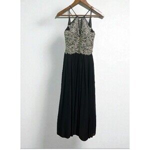 My Michelle Black Formal Gown Size 1 Silver Embellished Prom Evening Dress